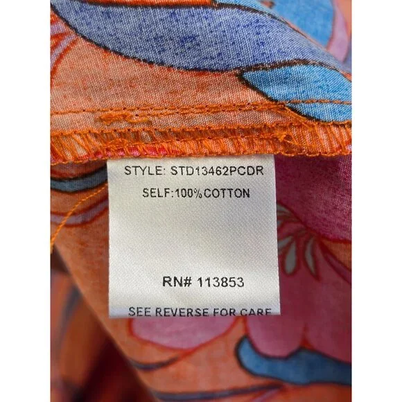 Sugarlips Floral Ruffle Maxi Dress Orange & Pink Small Cotton - Picture 4 of 5